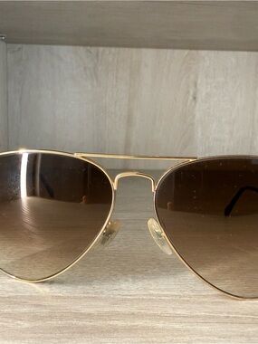 Ray-Ban RB3025 Aviator Classic Gold Brown Gradient Sunglasses Made in Italy
